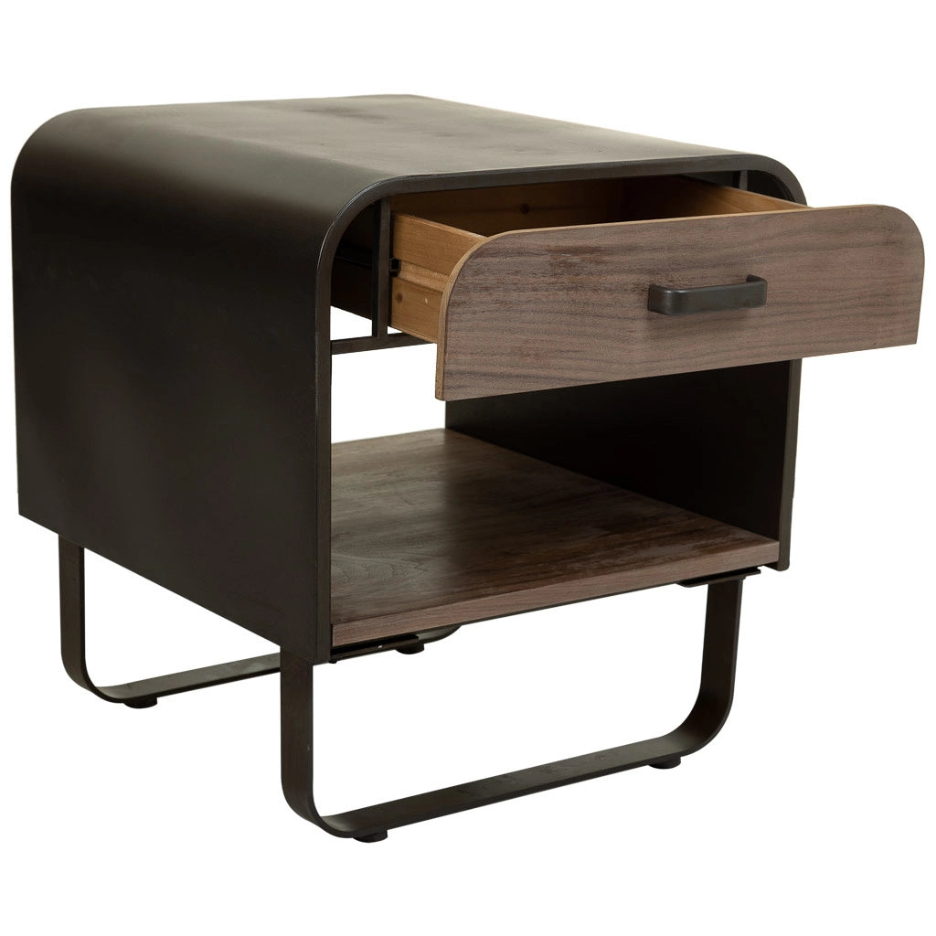 Tavolino in metallo e legno nero 50x52x56h cm