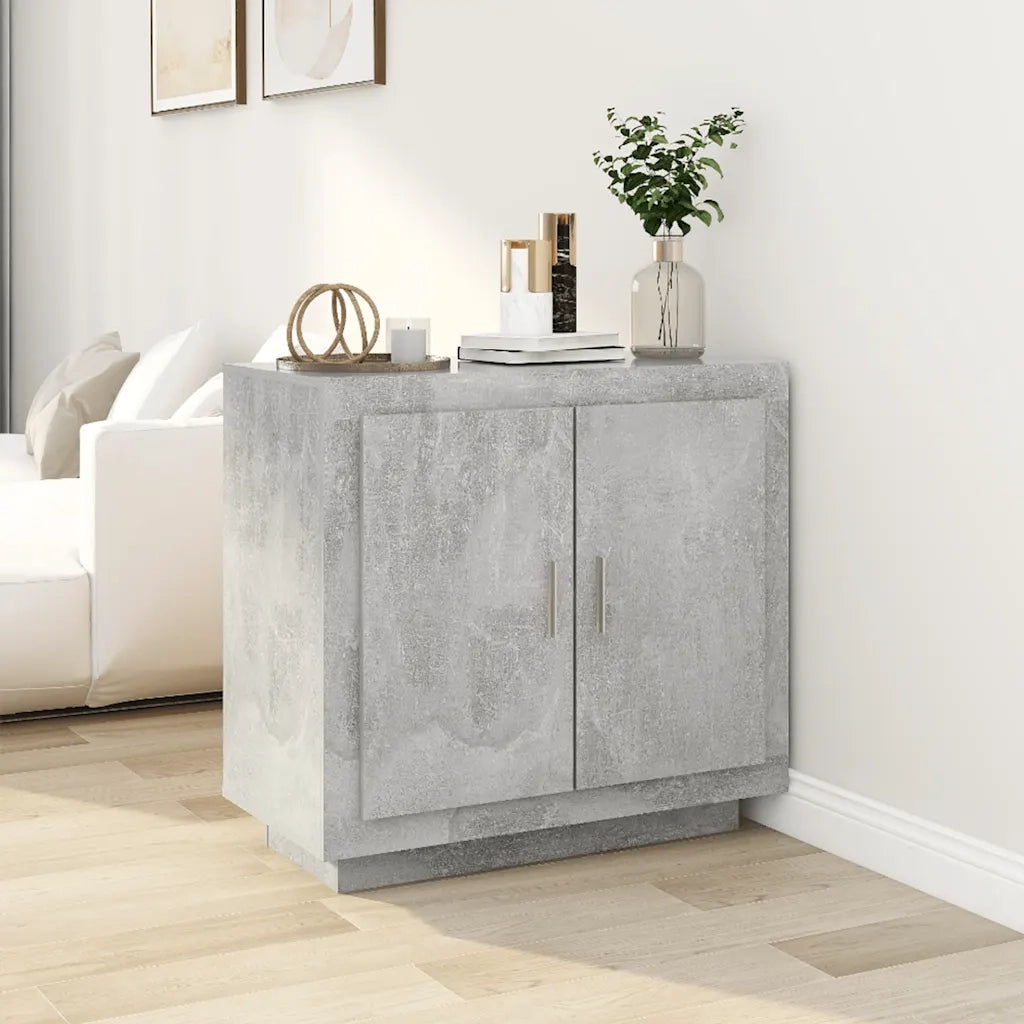 Credenza | Madia | Buffet da pranzo | Armadio da pranzo Grigio Cemento 80x40x75 cm in Legno Compensato