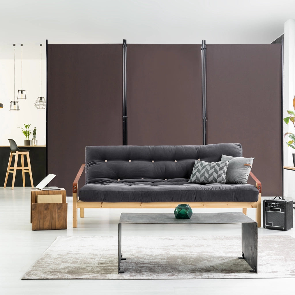 Divisore con 3 pannelli per casa ufficio, Separatore pieghevole con cardini durevoli 260x183cm Marrone