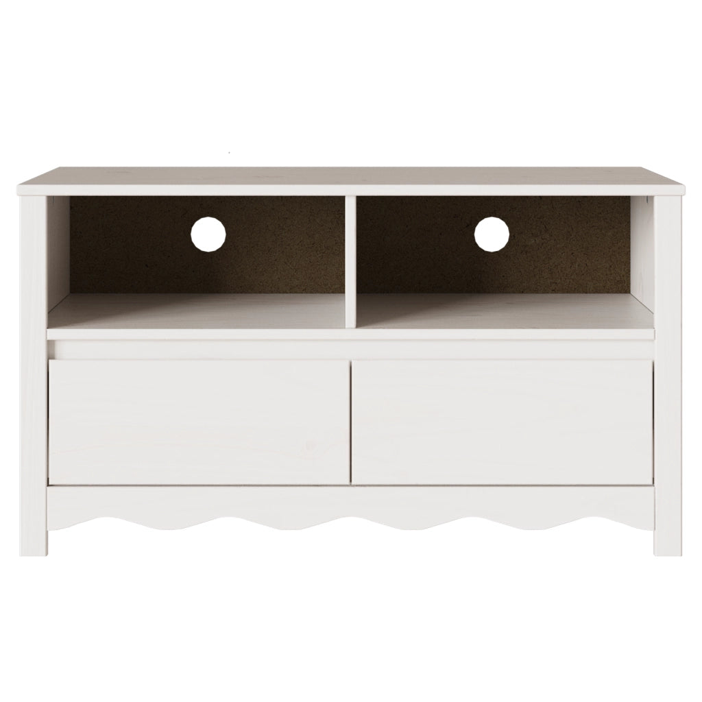 Mobile TV  "DRAMMEN" Bianco 99x43x55 cm Legno solido Pino
