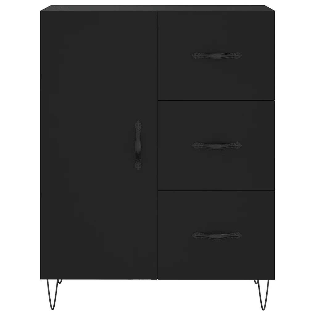 Credenza | Madia | Buffet da pranzo | Armadio da pranzo Nera 69,5x34x90 cm in Legno Multistrato