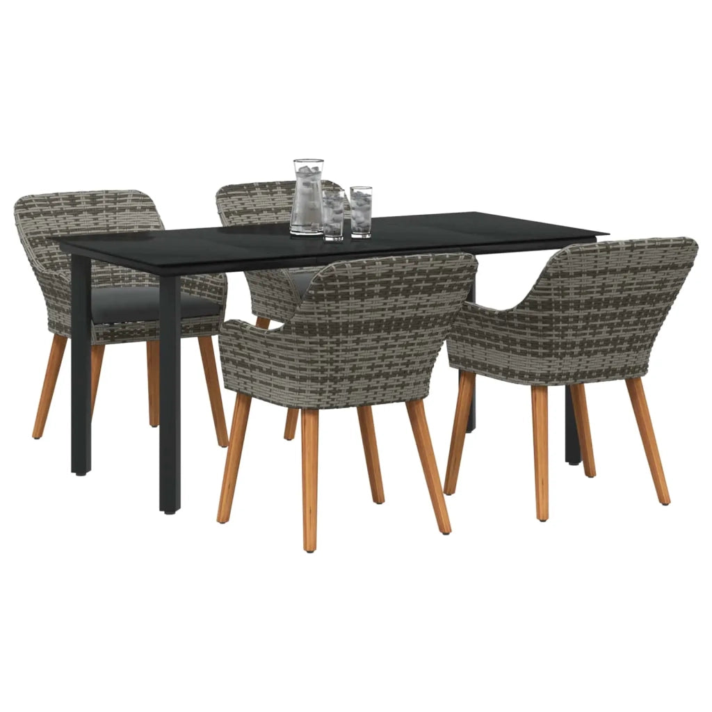 Set da Pranzo per Giardino con cuscino 5 pcs Grigio polyrattan 3261687