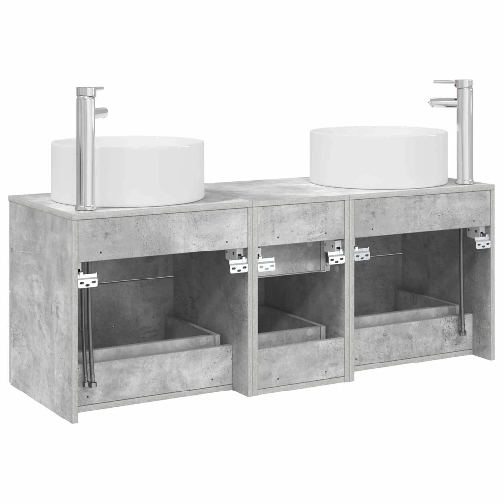 Set di mobili per il bagno 3 pz Grigio Cemento 3405958
