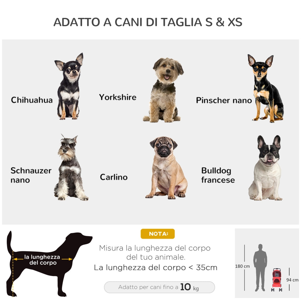 Carrozzina Pieghevole per Cani Piccoli ¨C Zephmum ¨C Rosso, 10 kg