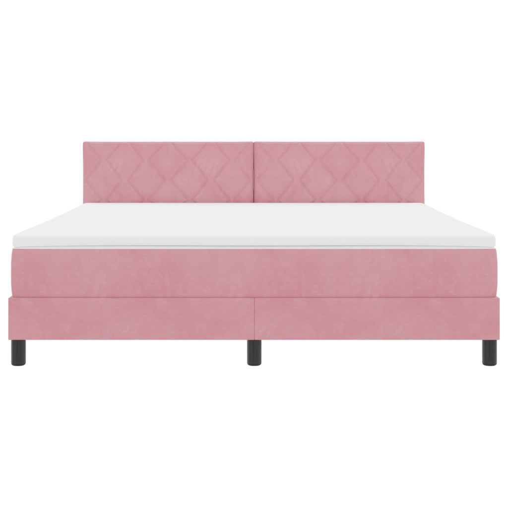 Letto Box Spring  con Materasso e LED Rosa 180x200 cm Velluto