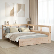 Letto Libreria senza Materasso-Struttura Letto contenitore 160x200 cm in Legno di Pino 663504
