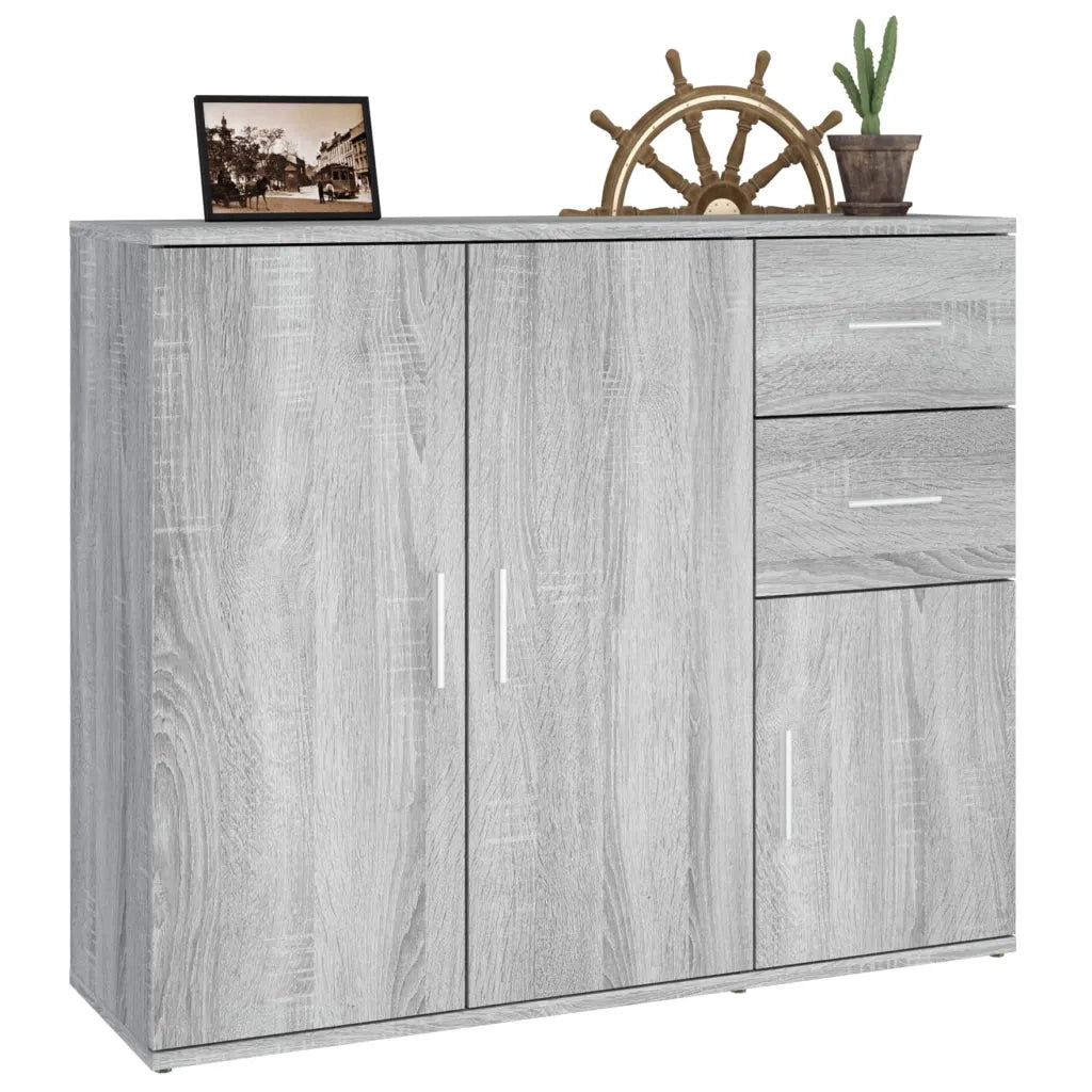 Credenza Grigio Sonoma 91x29,5x75 cm in Legno Multistrato