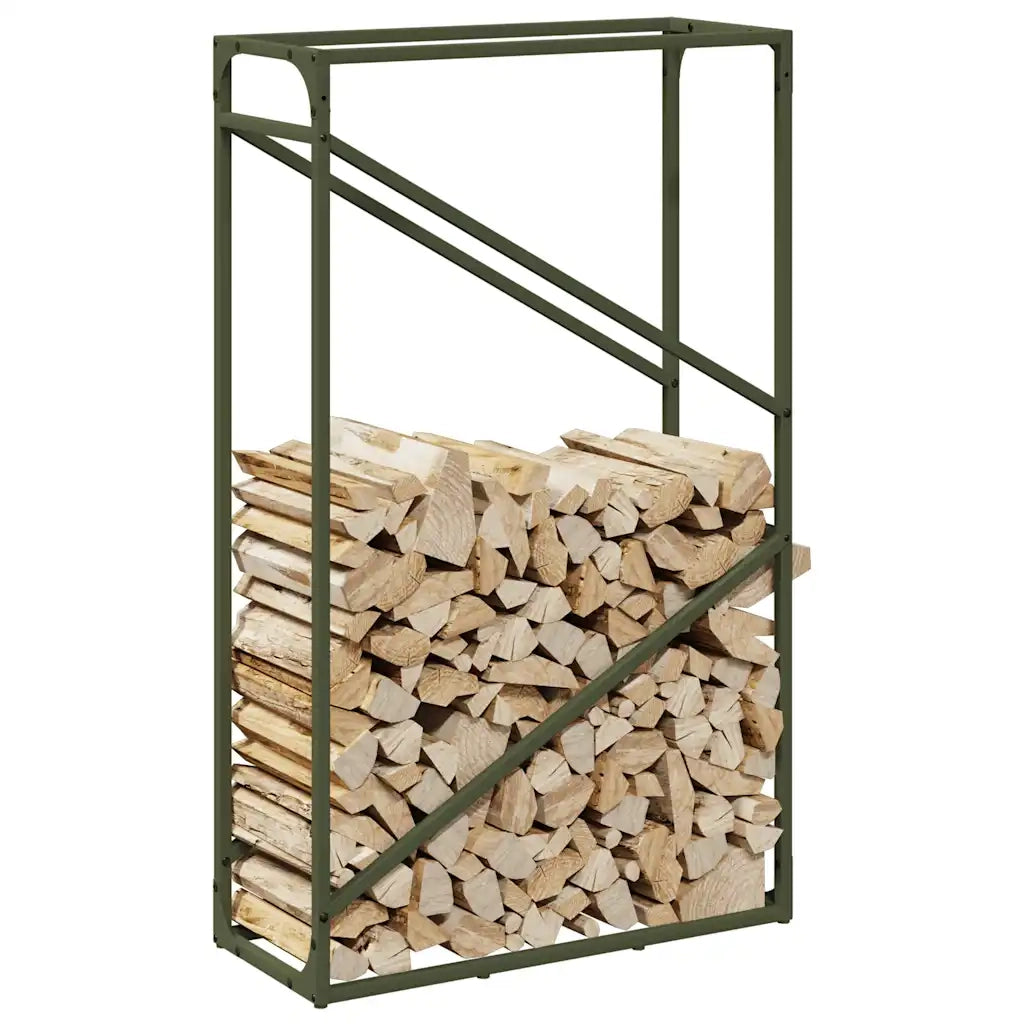 Rastrelliera per Legna da Ardere Verde Oliva 60x25x100 cm 864330