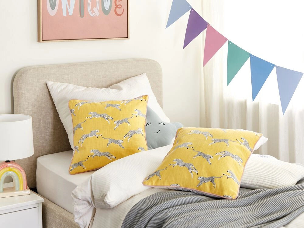 Set di 2 cuscini sparsi in cotone giallo 45 x 45 cm Motivo ghepardo stampato