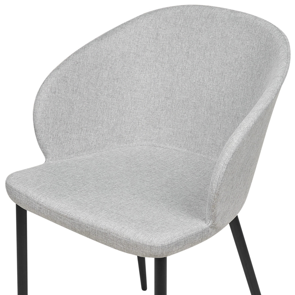Set di 2 sedie da pranzo in tessuto grigio chiaro imbottito con gambe nere Stile retrò Mobili per il soggiorno