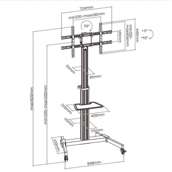 Equip carrello lfd rotante da 37-86 pollici - 650630