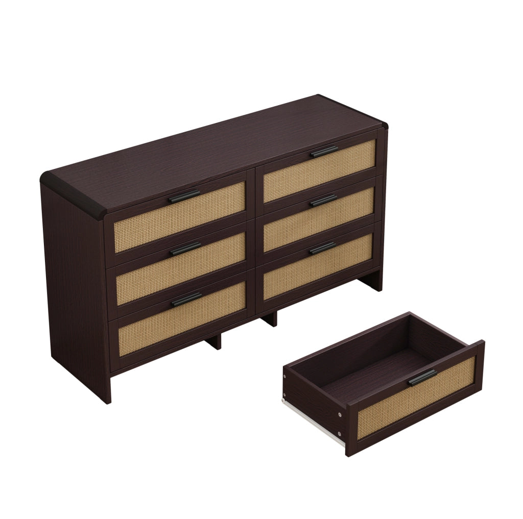 Cassettiera angolare 130 cm con 6 cassetti in rattan