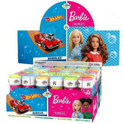 Trade Shop - Bolle Di Sapone Confezione Da 36pz Flaconi 60ml Barbie/hotwheels Mix Feste Gioco 008365 -