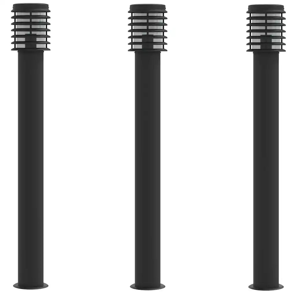 Lampade da Terra per Esterni 3 pz Nere 110 cm in Acciaio Inox CFW9252027