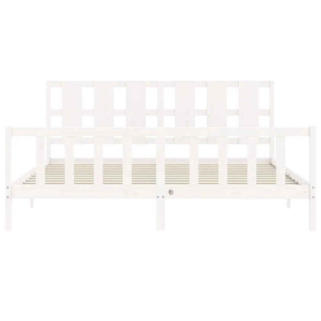 Giroletto con Testiera-Struttura Letto con testiera Bianco 180x200 cm in Legno Massello