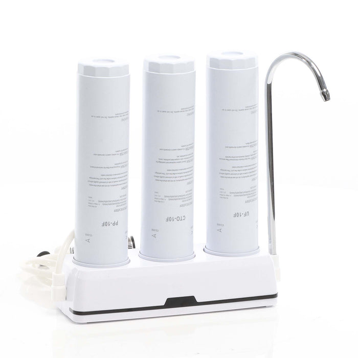 Naturewater Filtro acqua NW-3-PPCTOUF, Sistema di filtrazione a 3 livelli con cartucce, Filtro da banco