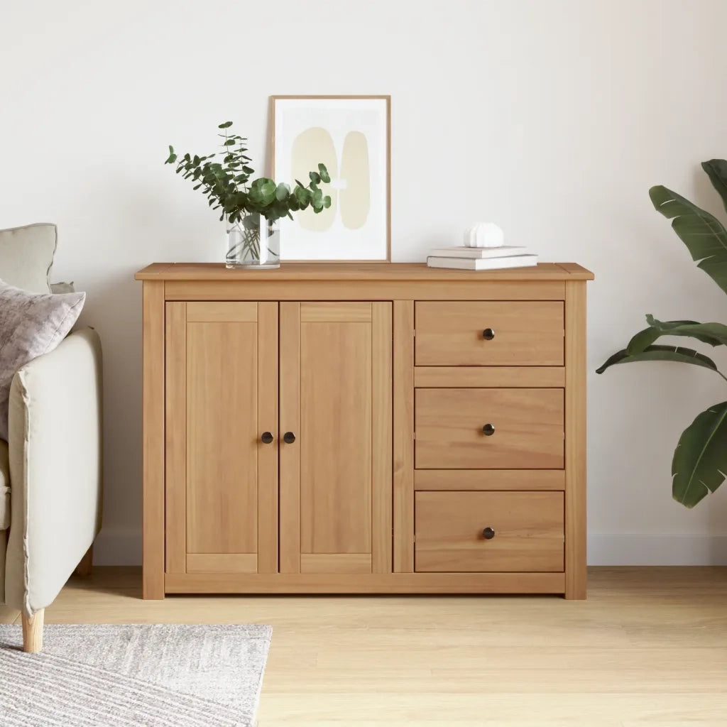 Credenza con Cassetti Panama 112x40x80cm Legno Massello di Pino