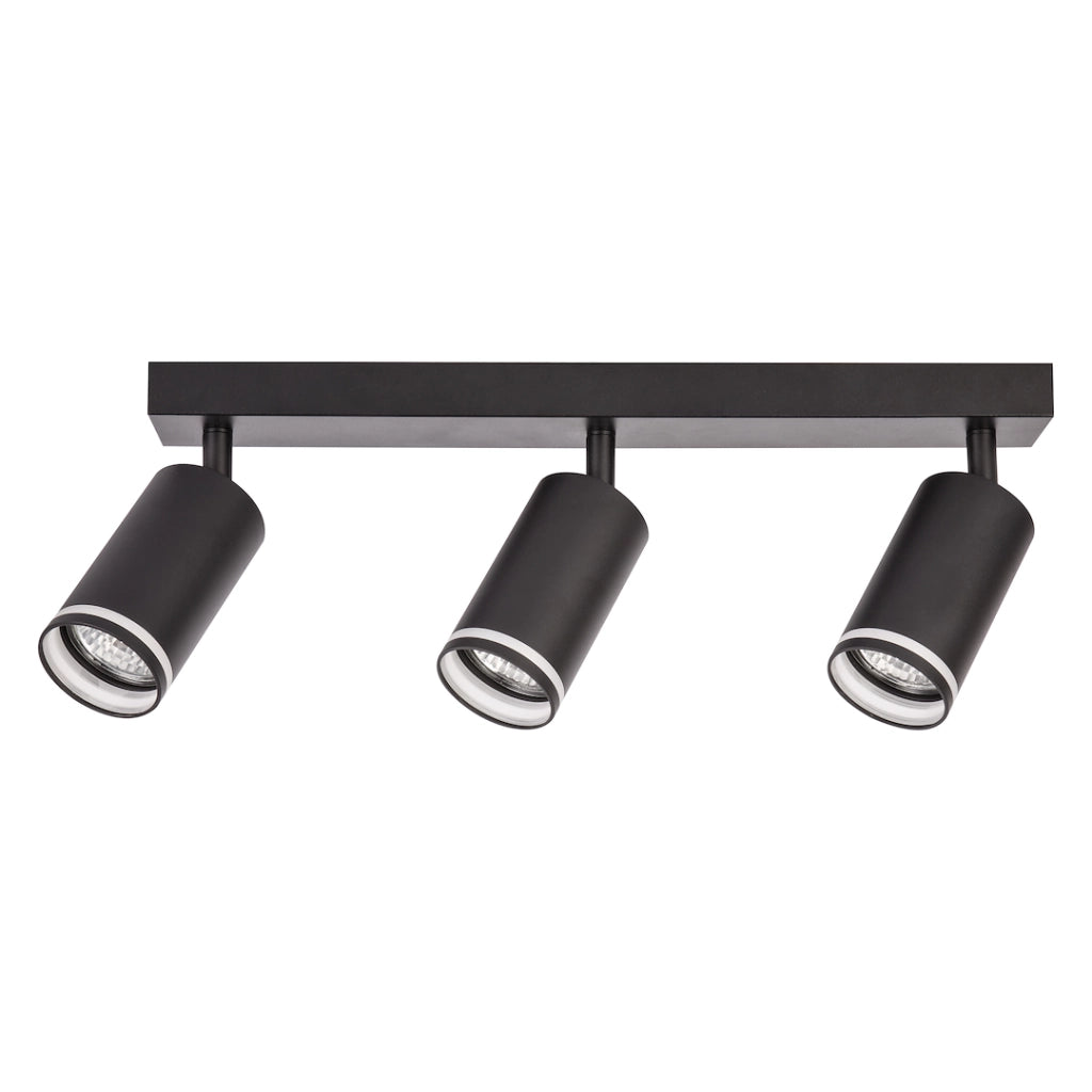 Plafoniera moderna nera a barra 3 spot GU10 Pipe Milagro