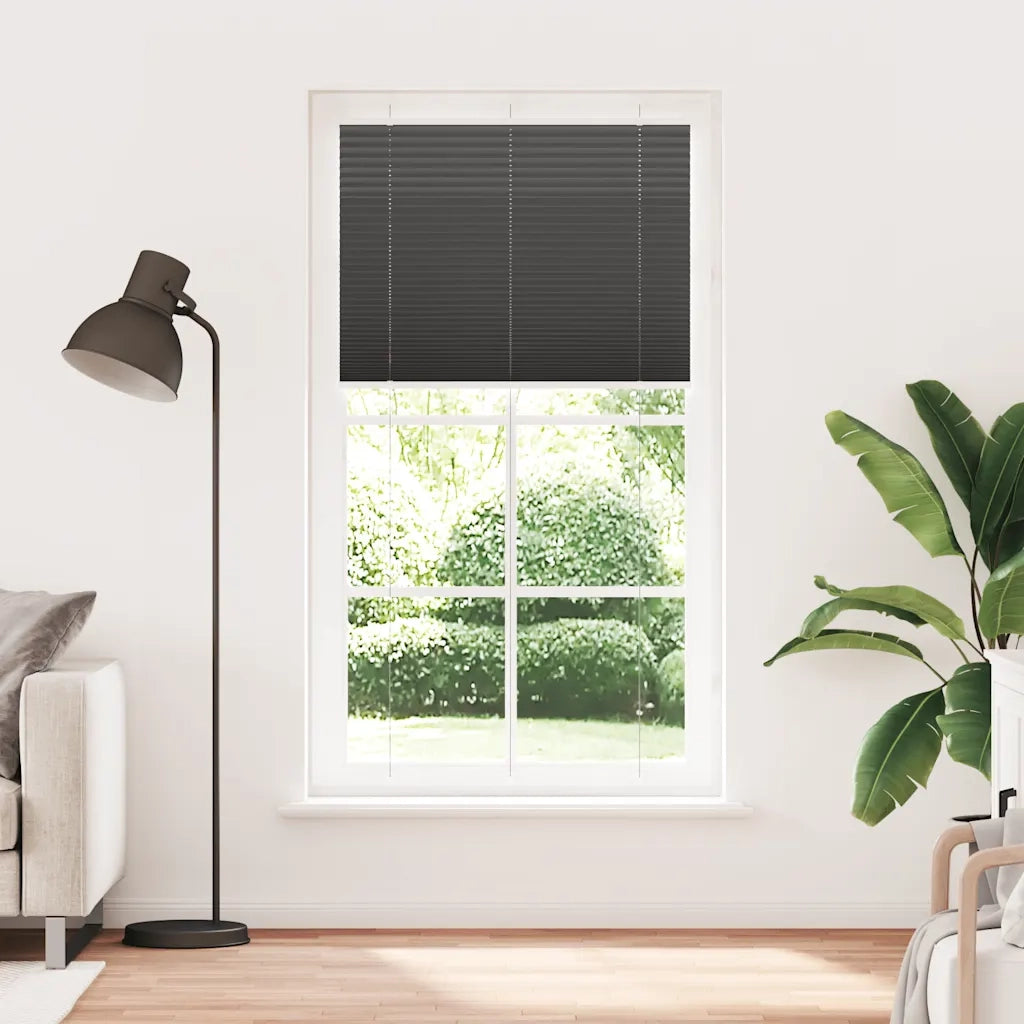 vidaXL Tenda Plissettata Nera 110x200 cm Larghezza Tessuto 109,4 cm