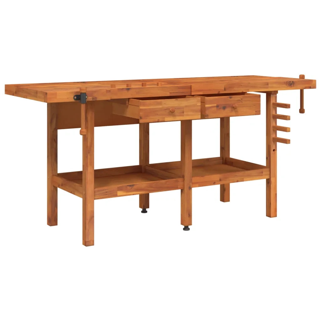 Banco Lavoro Cassetti e Morse 192x62x83cm Legno Massello Acacia CFW2781588