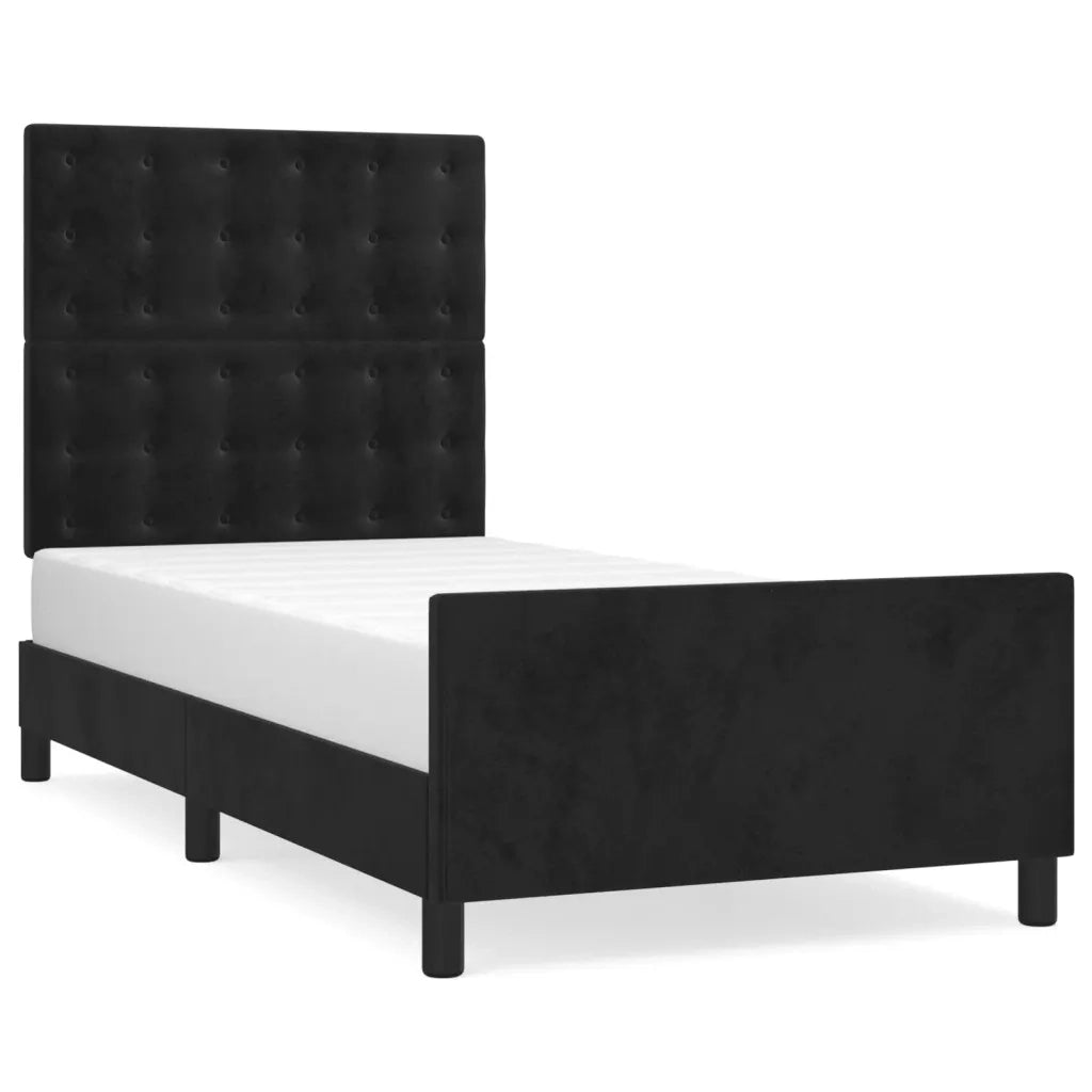 Giroletto con Testiera-Struttura Letto con testiera Nero 90x200 cm in Velluto 148863