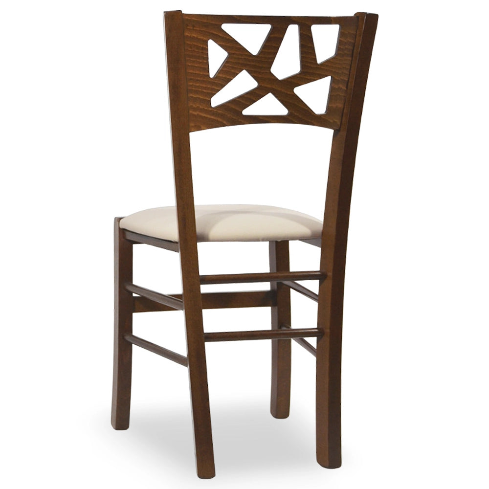 Sedie sala pranzo Sissy in legno noce scuro con seduta imbottita beige set da 2