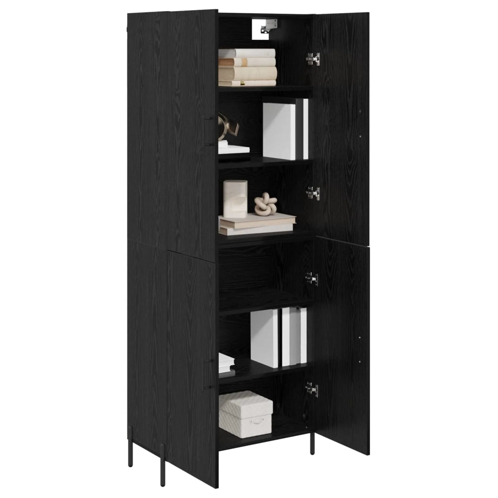 Credenza | Madia | Buffet da pranzo | Armadio da pranzo Rovere Nero 69,5 x 34 x 180 cm Legno multistrato