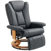 Poltrona relax reclinabile e girevole, rivestita in similpelle, capacità fino a 150 kg, Grigio scuro