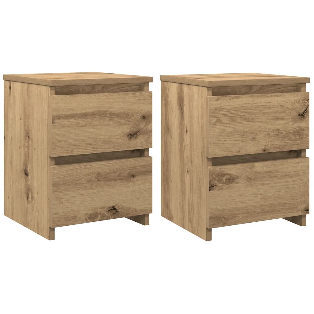 Comodini 2pz-Set di 2 Tavolino da notte Rovere Artigianale 30x30x40cm in Legno Multistrato