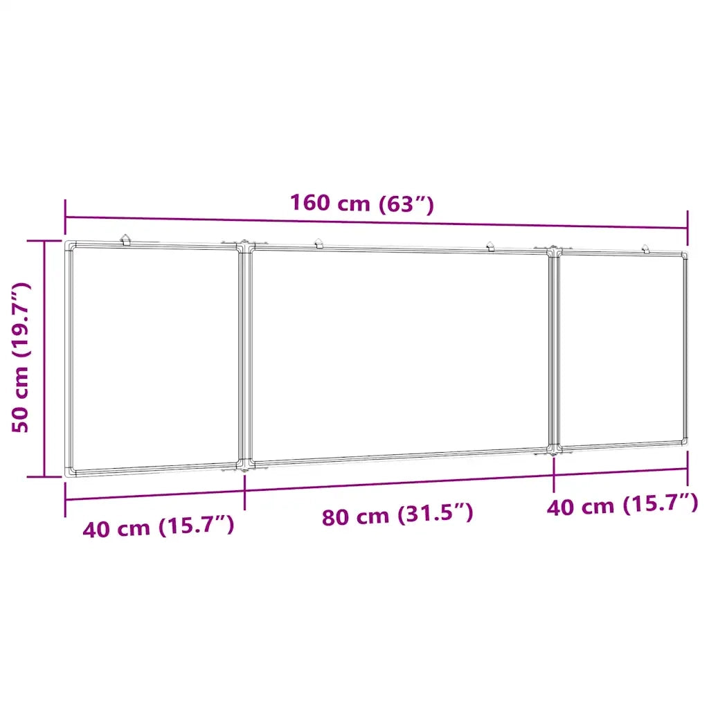 Lavagna Magnetica Pieghevole 160x50x1,7 cm in Alluminio