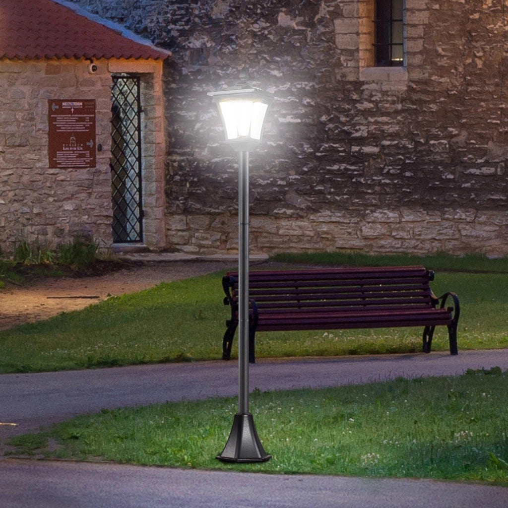 Lanterna Da Giardino Solare A Led Luce Decorativa 15 X 15 X 120 Cm Acciaio Inox Nera Per Esterni Con Sensore Crepuscolare