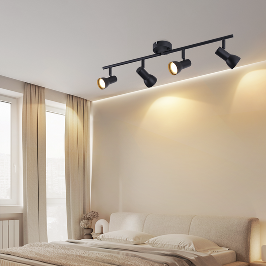 ZMH Faretto da soffitto neri 4 luci GU10 orientabili 350° metallo moderni per soggiorno