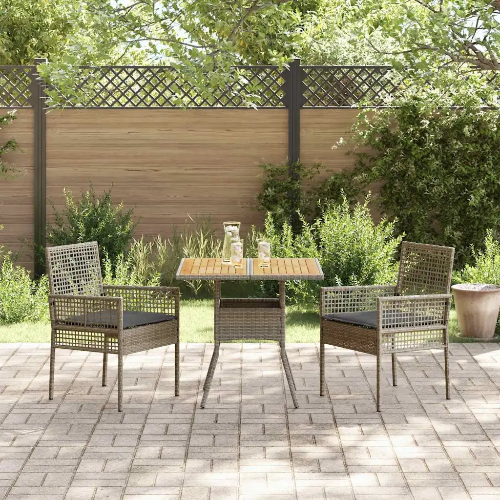 Set da Pranzo per Giardino 3 pz | Set Salotto da Giardino Grigio polyrattan