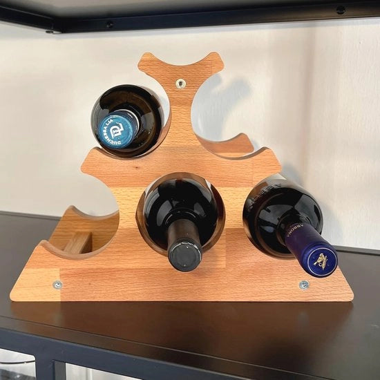 Supporto per 6 Bottiglie a forma di Piramide in Legno con Design Unico e Alta Qualità