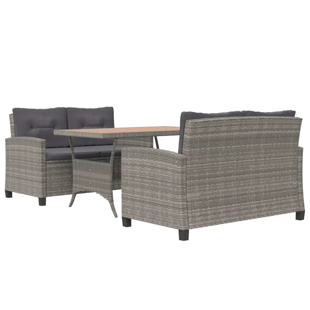 Set Pranzo da Giardino 3 pz Polyrattan e Legno Massello Acacia 3095250