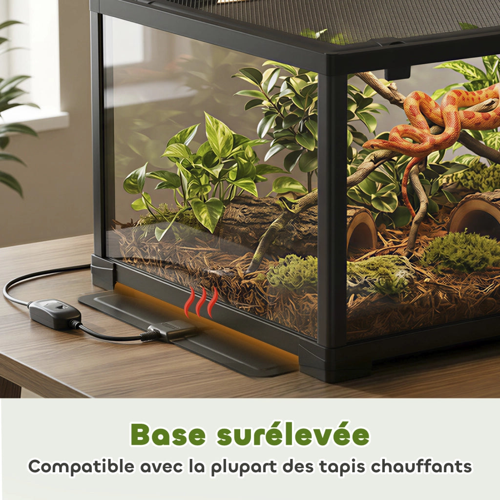 Terrario per rettili in vetro 86L ¨C zephmum ¨C nero 50.8x30.5x35.6cm