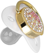 Fopspeen per Bambino Ultraleggero in Silicone per Neonati con Design Bling per Età da 6 a 18 Mesi (Modello M, Bianco)