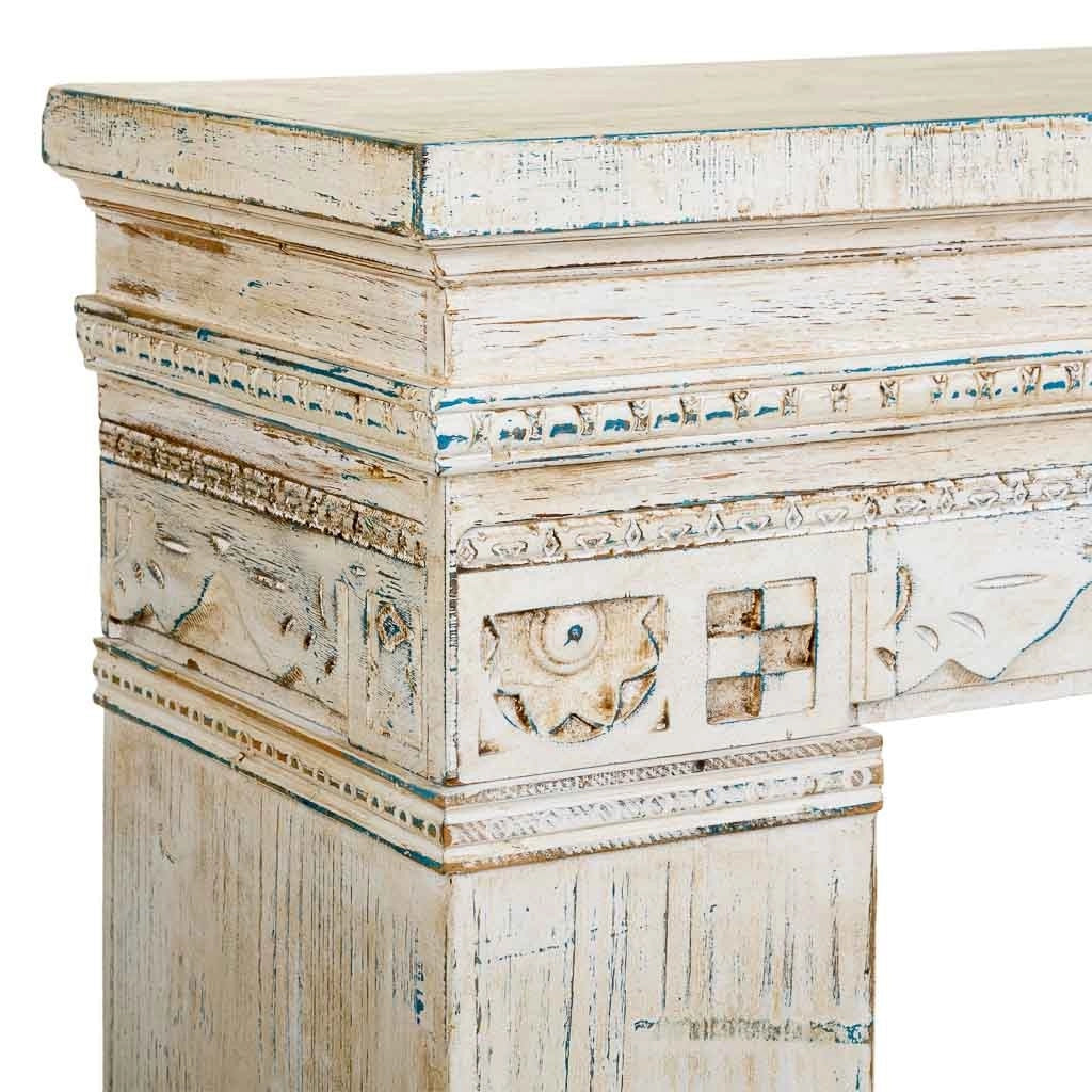 Cornice camino in legno bianco 100x30x110h