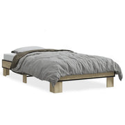 Letto singolo | Letto per adulti | Giroletto Rovere Sonoma 75x190cm in Legno Multistrato e Metallo