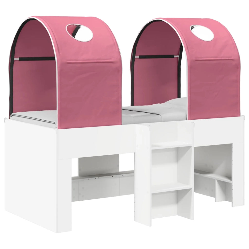 Letto con Tunnel 4 pcs Bianco e Rosa Legno ingegnerizzato