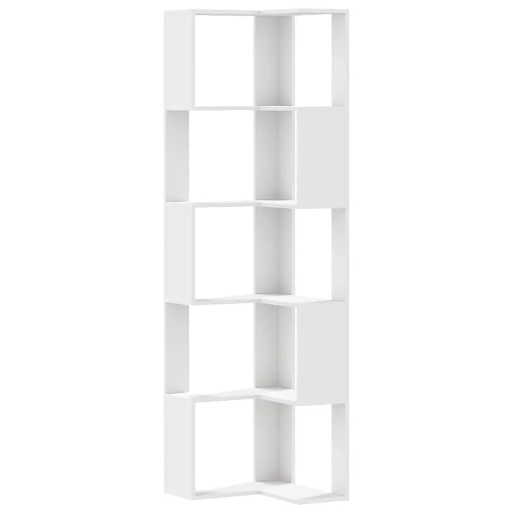 vidaXL Libreria Angolare 5Ripiani Bianca 50x50x179cm Legno Multistrato