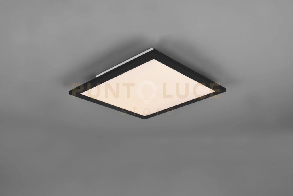 GAMMA PLAFONIERA LED 13,5W 1600lm, 2700 - 6500K  QUADRATA BORDO NERO CON TELECOMANDO MULTIFUNZIONE 29,5X29,5CM DIMMERABILE