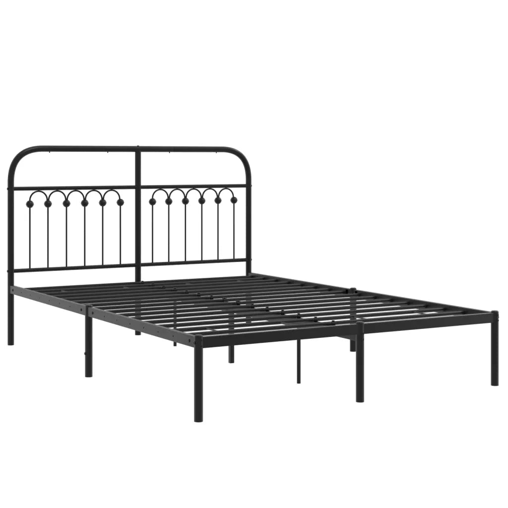 Letto matrimoniale | Letto per adulti | Giroletto con Testiera in Metallo Nero 135x190 cm