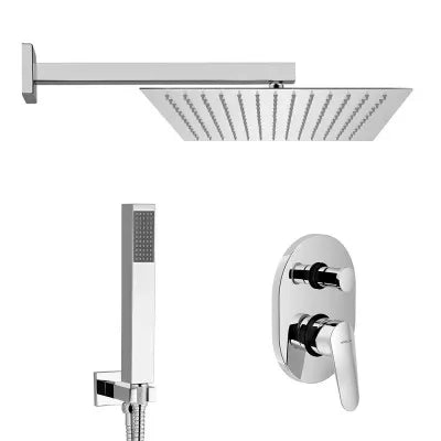 Set doccia cromato Nobili Hof con soffione quadrato 25x25 cm, kit doccia e miscelatore
