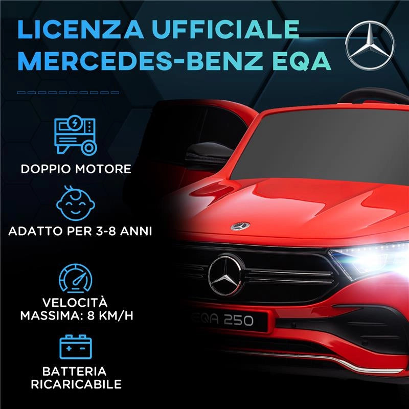 MACCHINA ELETTRICA PER BAMBINI 3-8 ANNI CON TELECOMANDO, FARI E CLACSON, ROSSA E NERA