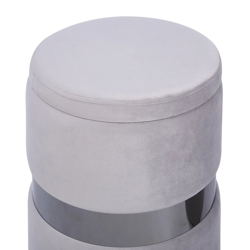 Set di 2 pouf contenitivi Poggiapiedi con rivestimento in velluto di poliestere Grigio Stile Glam