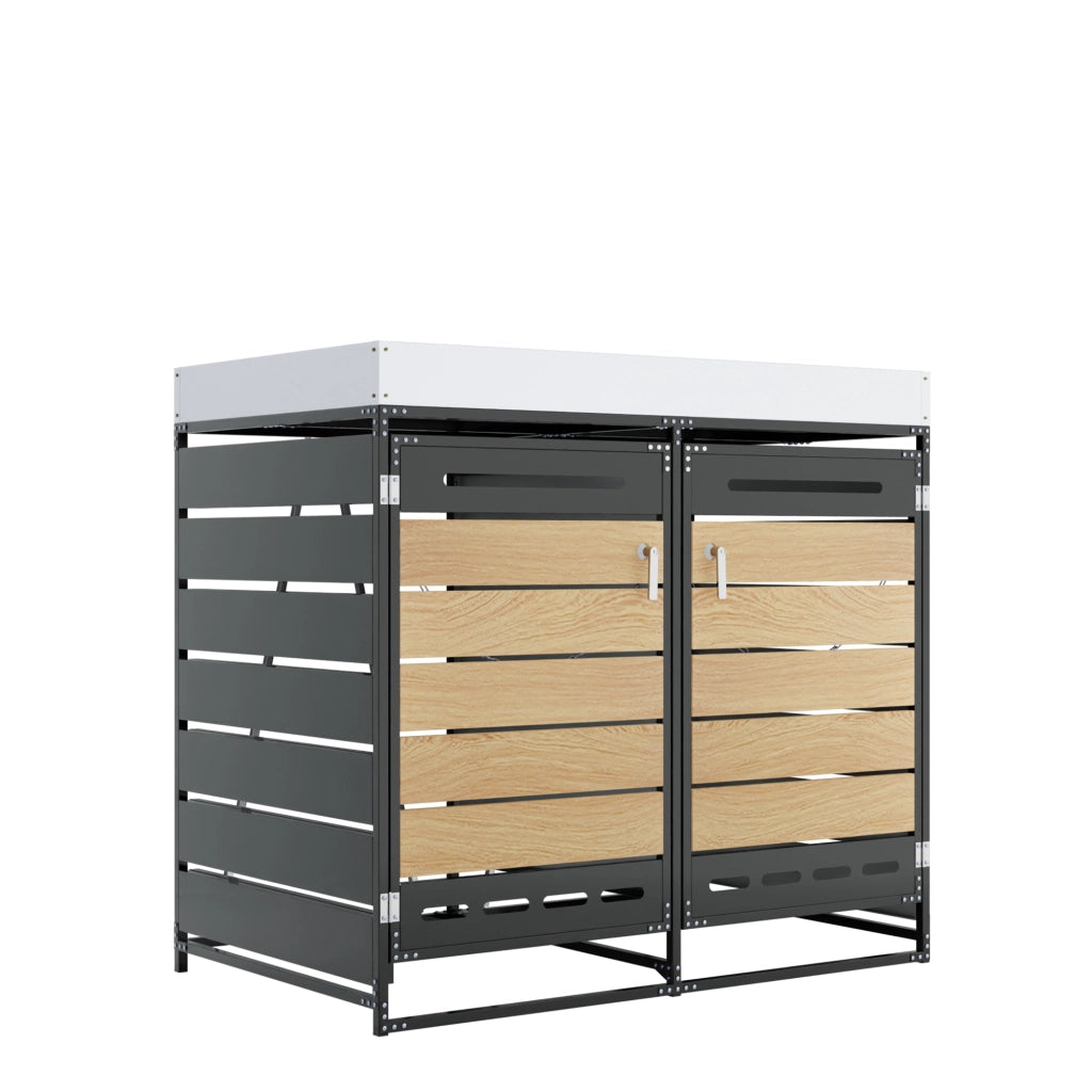 Box Portarifiuti con Fioriera ¨C MINIMAL ¨C Legno, Metallo, con Serratura