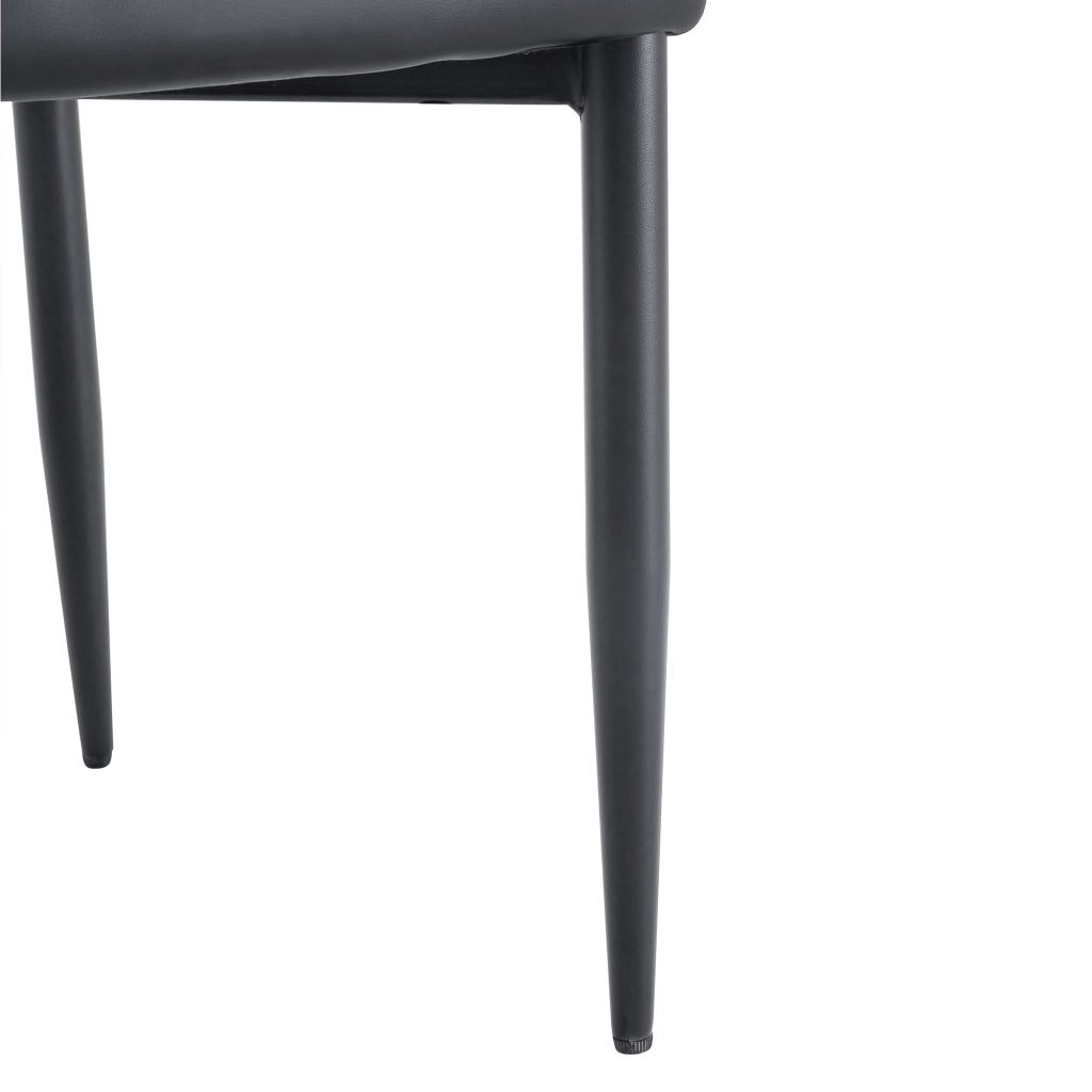 Set di 2 sedie da pranzo moderne nere in PU con gambe in metallo, schienale ergonomico