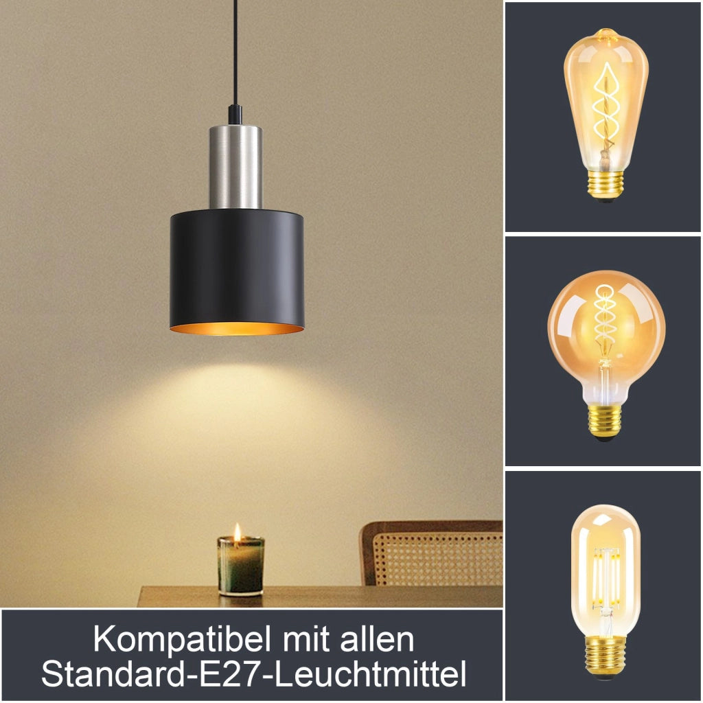 Lampada a sospensione ZMH nera retro regolabile altezza E27 per tavolo da pranzo e comodino