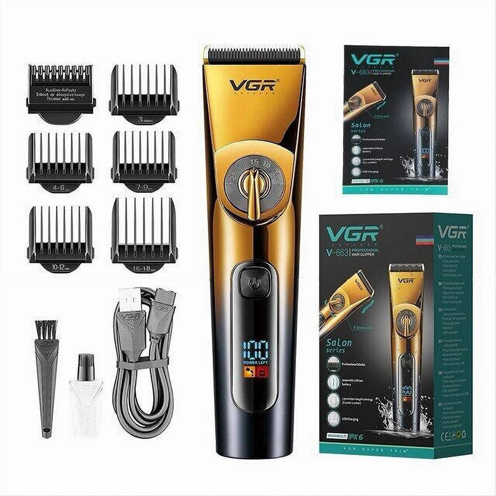 Trade Shop - Tagliacapelli Elettrico Professionale Ricarica Usb Impermeabile Ipx6 Uomo V-663 -